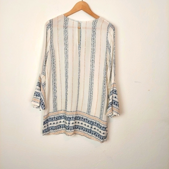 Sadie & Sage Floral Stripe V-Neck Beach BohoTunic - Picture 6 of 7